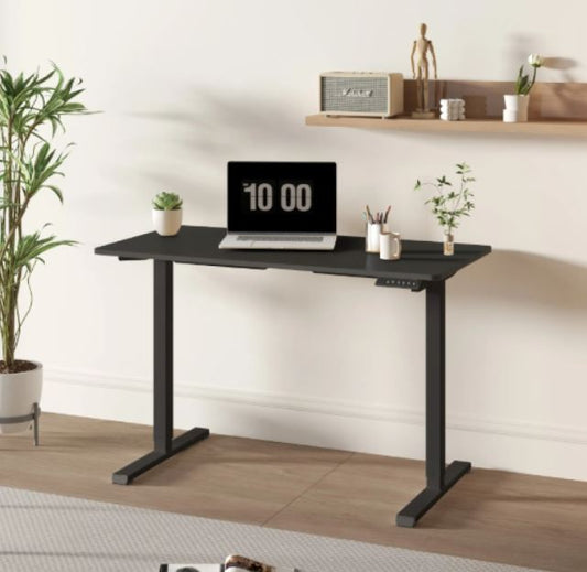 Veken 63 Inch Electric Standing Desk, Height Adjustable Sit Stand Up, Wood Desktop, Work Home Office Computer PC Table, Tall Standup Workstation, Gaming Writing Study Bedroom Rising Desks, Brown